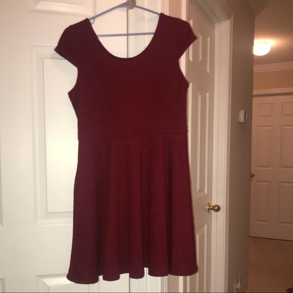 maroon skater dress